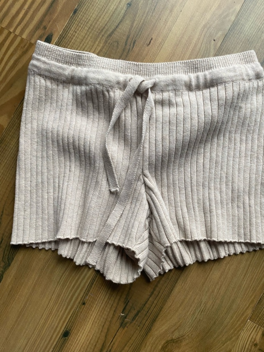Organic Basics Ribbed Knit Lounge Shorts - Cream